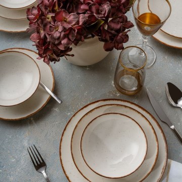 Обідній сервіз, 24 предмети, бежевий/коричневий, фарфор