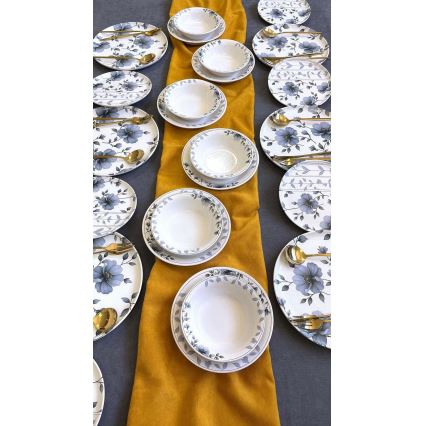 Обідній сервіз 24 шт білий/синій/кераміка