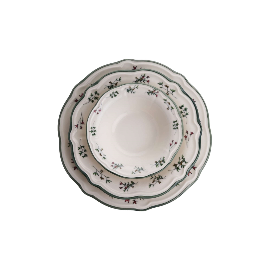 Обідній сервіз 24 шт білий/зелений/фарфор