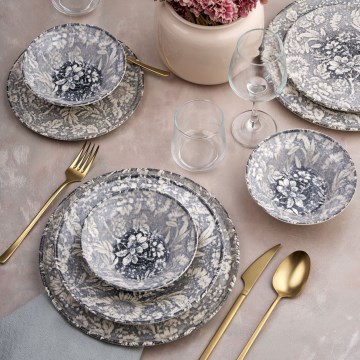 Обідній сервіз, 24 шт., сірий, кераміка