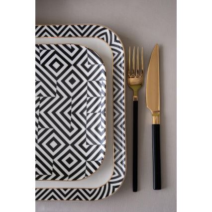 Обідній сервіз 26 шт. білий/чорний/порцеляна