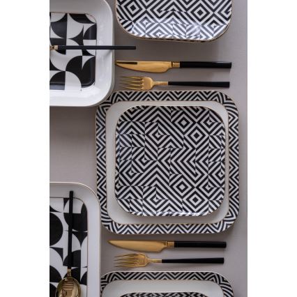 Обідній сервіз 26 шт. білий/чорний/порцеляна