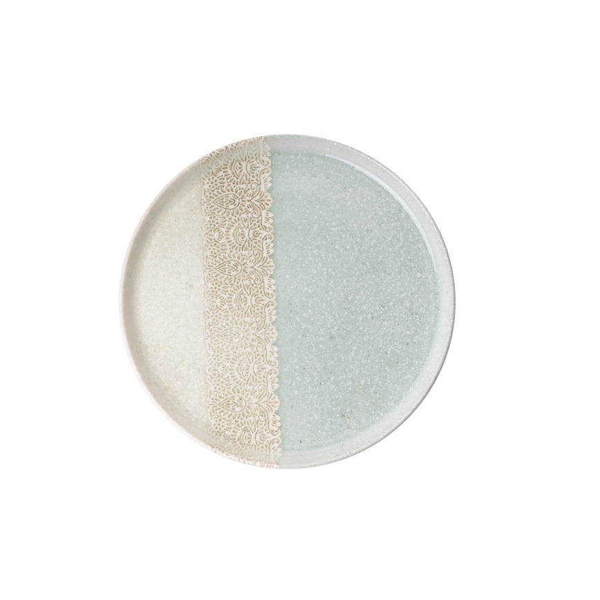 Обідній сервіз, 27 предметів, бежевий/зелений, порцеляна