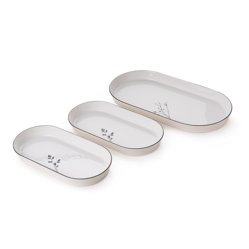 Обідній сервіз 27 шт. білий/чорний/порцеляновий