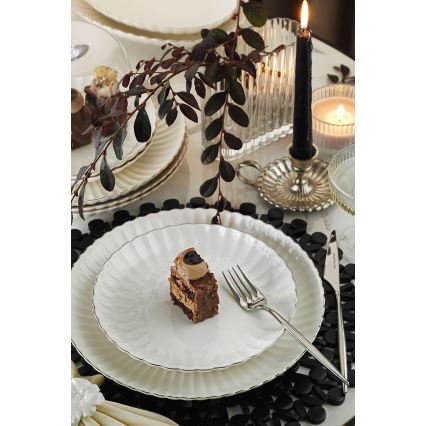 Обідній сервіз 27 шт. білий/сріблястий/фарфор