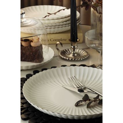 Обідній сервіз 27 шт. білий/сріблястий/фарфор