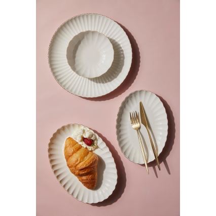 Обідній сервіз, 27 шт., білий/золотий, фарфор