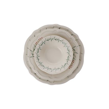 Обідній сервіз із 24 предметів, білий/зелений, порцеляна