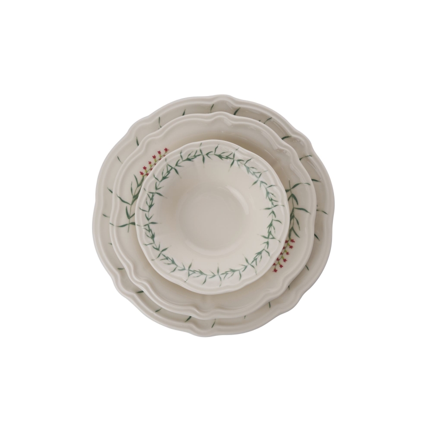 Обідній сервіз із 24 предметів, білий/зелений, порцеляна