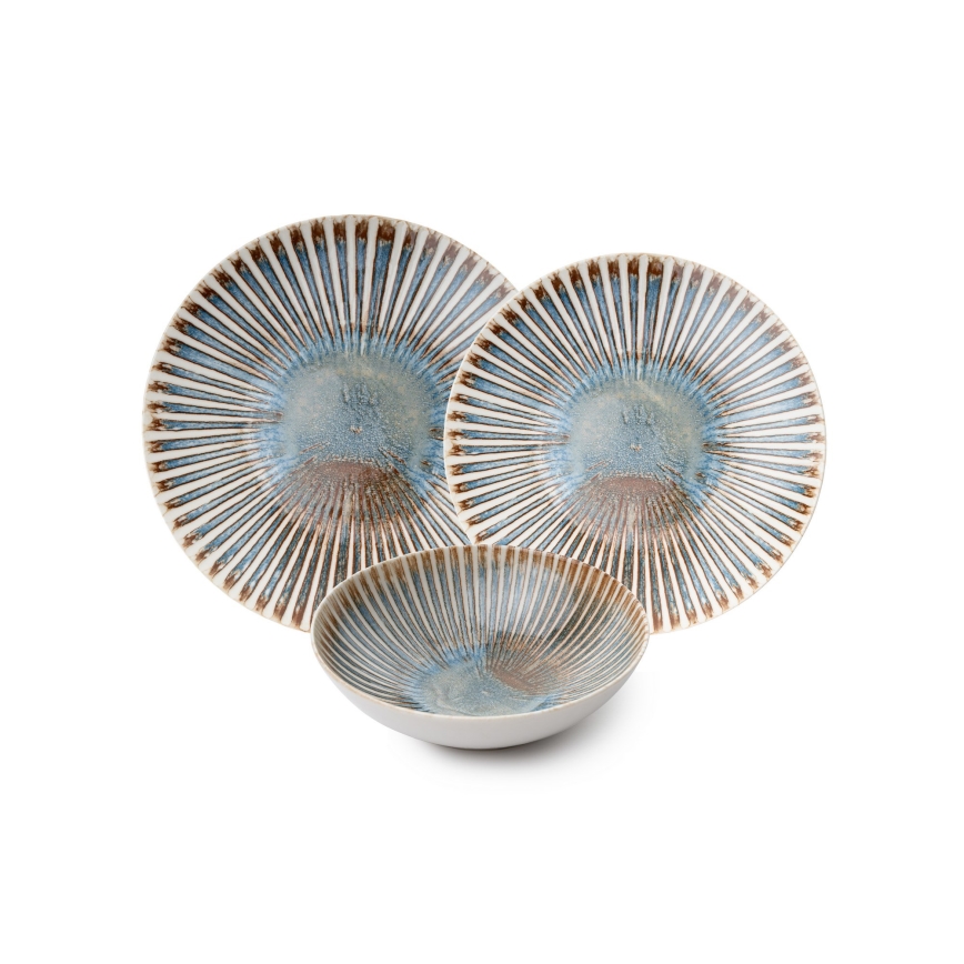 Обідній сервіз із 24 предметів у яскравих кольорах — порцеляна