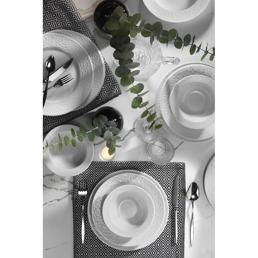 Обідній сервіз із фарфору, 18 предметів, білий