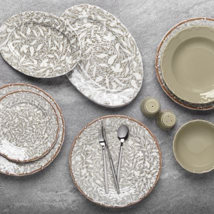 Обідній сервіз на 29 предметів, коричневий/зелений, із порцеляни