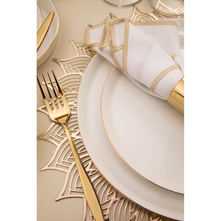 Обідній сервіз — 26 предметів, білий/золотий, фарфор