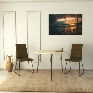 Обідній стіл SANDALF 75x90 см бежевий/чорний