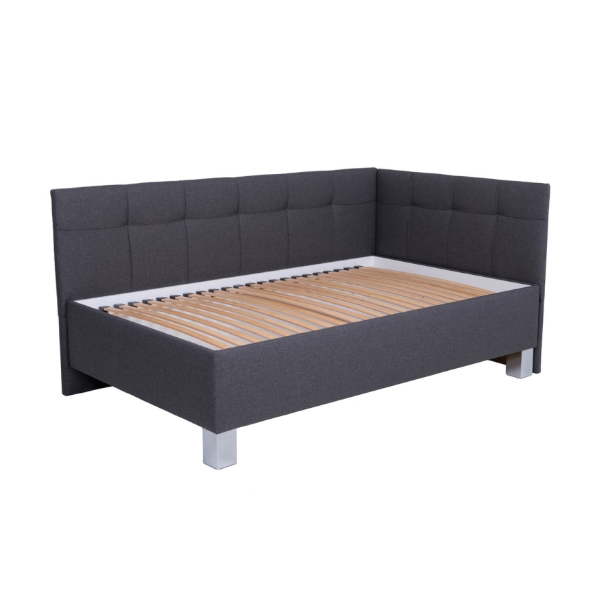 Обитая кровать MARIA PETITE 120x200 см, с местом для хранения, без матраса, серая