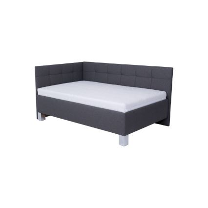 Обитая кровать MARIA PETITE 120x200 см, с местом для хранения, без матраса, серая