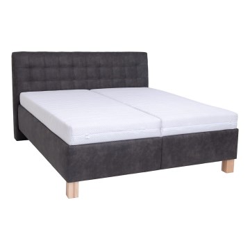 Обитая кровать с матрасом и ящиком для хранения VIOLET 180x200 см темно-серого цвета