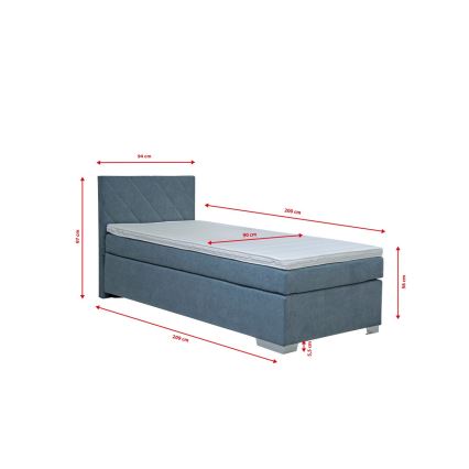 Обитая кровать с матрасом IDA 90x200 см синяя
