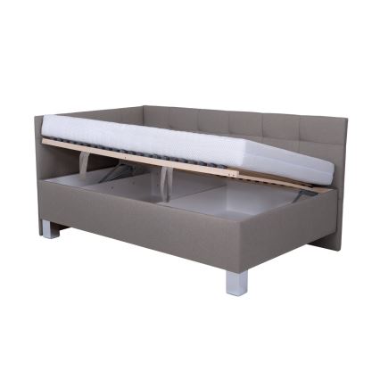 Обитая кровать с местом для хранения без матраса MARIA PETITE 120x200 см taupe