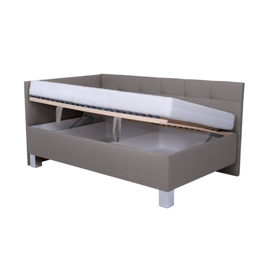 Обитая кровать с местом для хранения без матраса MARIA PETITE 120x200 см taupe