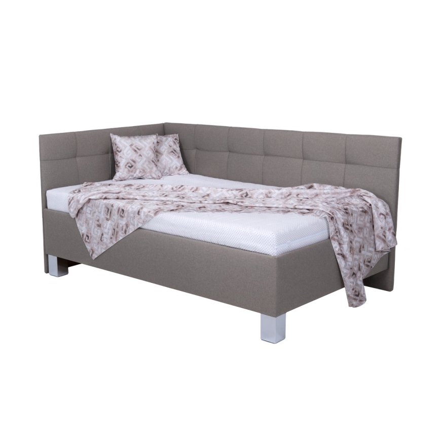 Обитая кровать с местом для хранения без матраса MARIA PETITE 120x200 см taupe