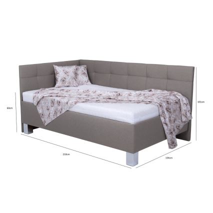 Обитая кровать с местом для хранения без матраса MARIA PETITE 120x200 см taupe