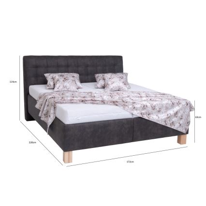Обитая кровать с местом для хранения без матраса VIOLET 160x200 см темно-серая