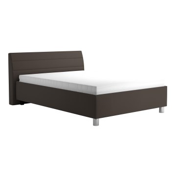 Обитая кровать с местом для хранения и матрасом DALMA 140x200 см серо-коричневая