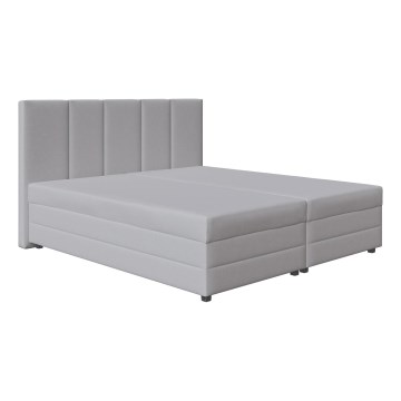 Обитая кровать с пружинным матрасом и ящиком для хранения ISABEL 180x200 светло-серая