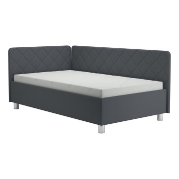 Обитая кушетка с местом для хранения и матрасом EMILE 110x200 см, серая