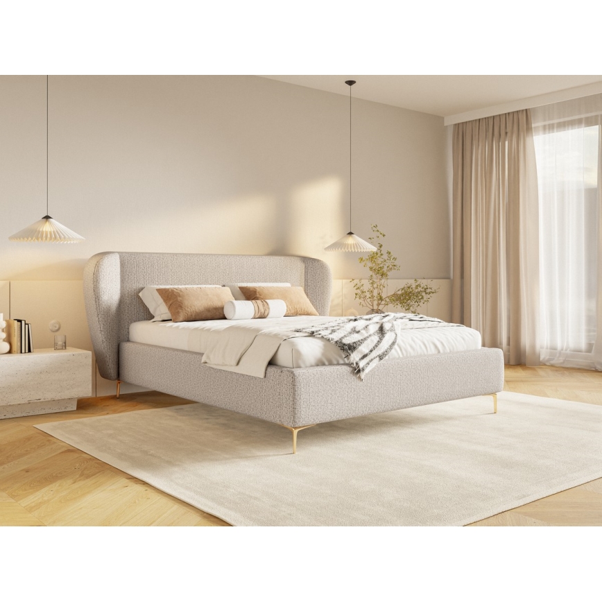 Обитанная кровать без матраса DALIA 160x200 см серый