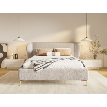 Обитанная кровать без матраса DALIA 160x200 см серый