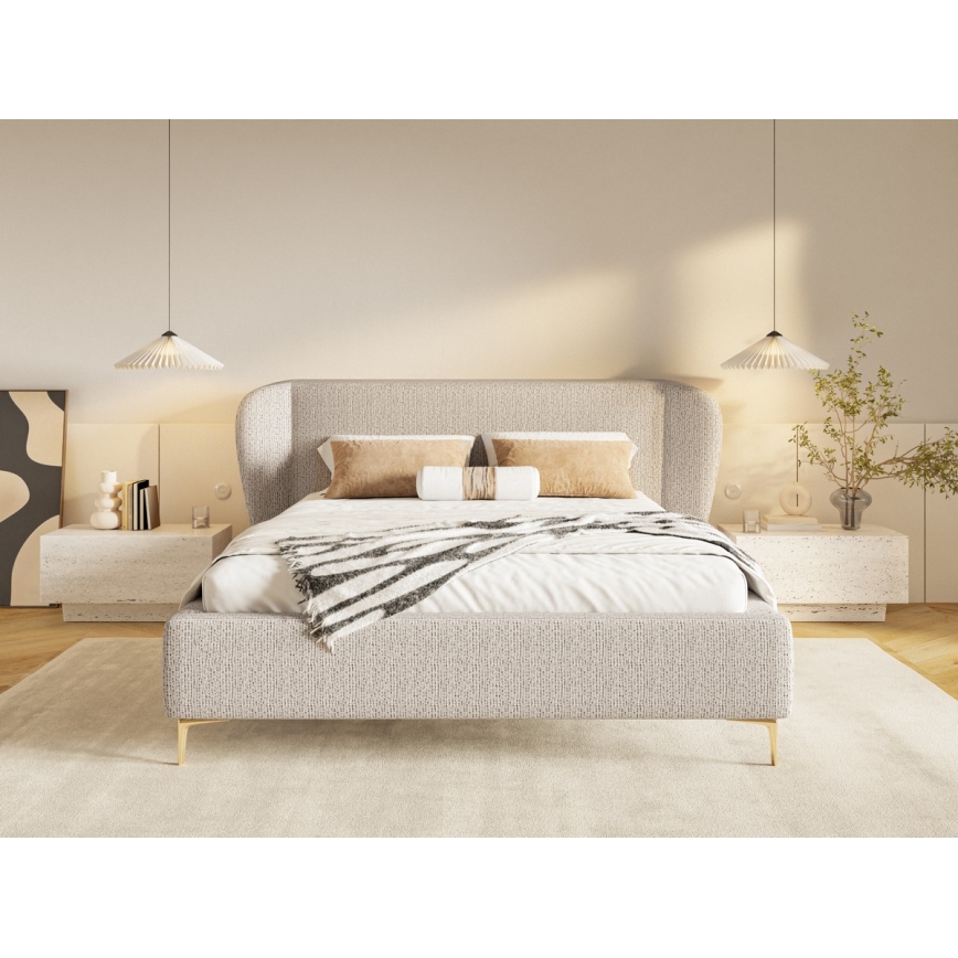 Обитанная кровать без матраса DALIA 160x200 см серый