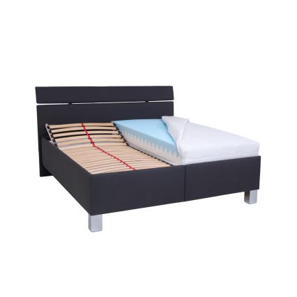 Обитанная кровать с местом для хранения без матраса ALIS 180x200 см антрацит