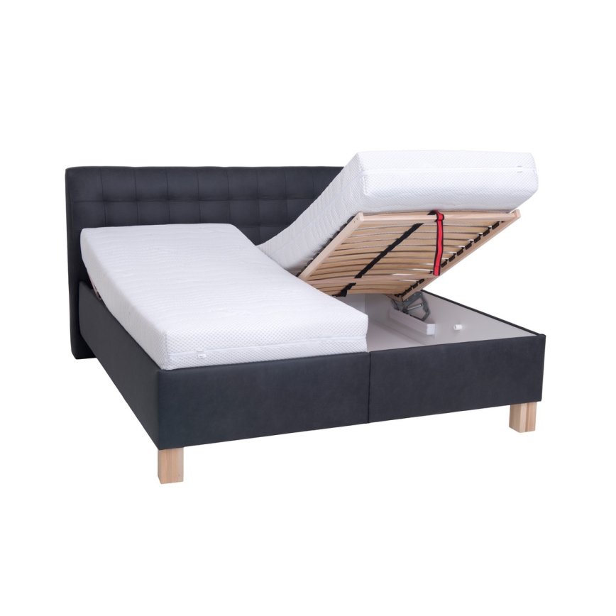 Обитанная кровать с местом для хранения без матраса VIOLET 160x200 см антрацит