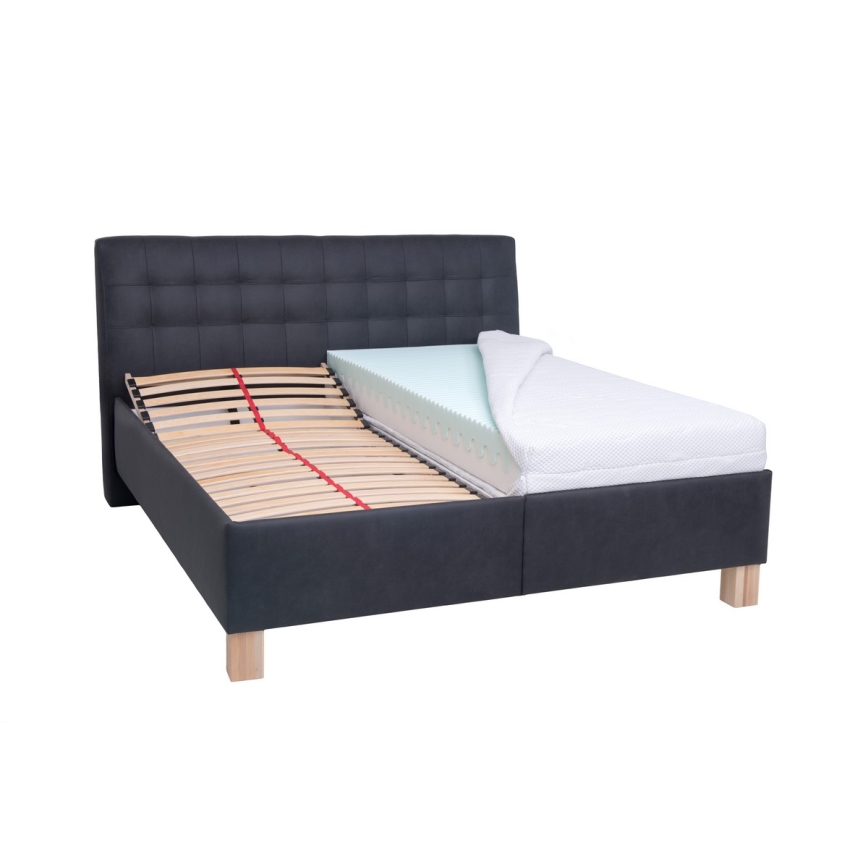 Обитанная кровать с местом для хранения без матраса VIOLET 160x200 см антрацит
