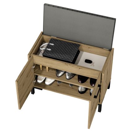 Обувница CORICA 54x70 см дуб артезан/черный