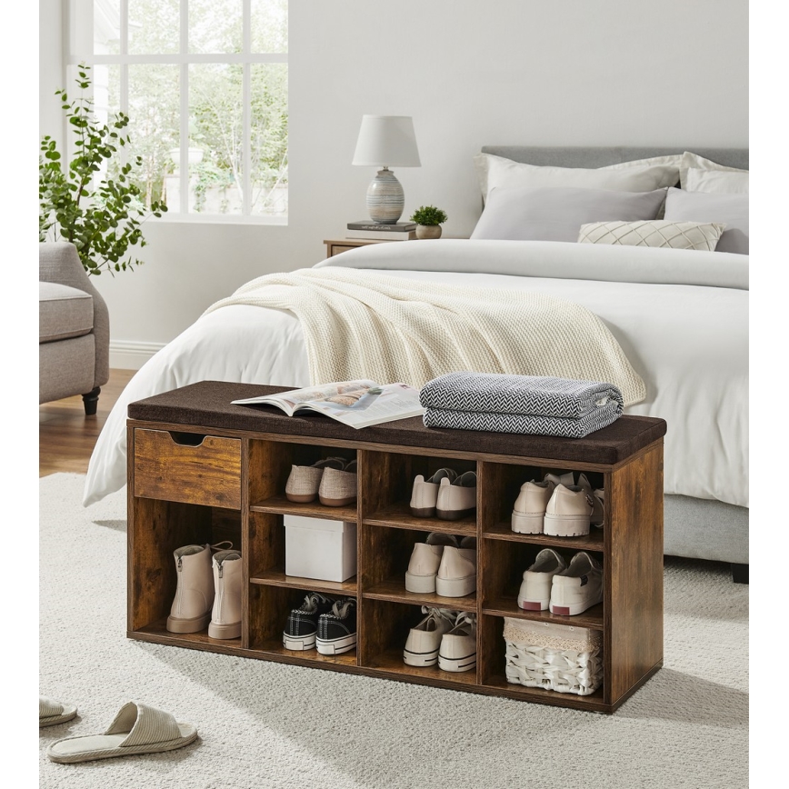 Обувница VOREN коричневая/чёрная