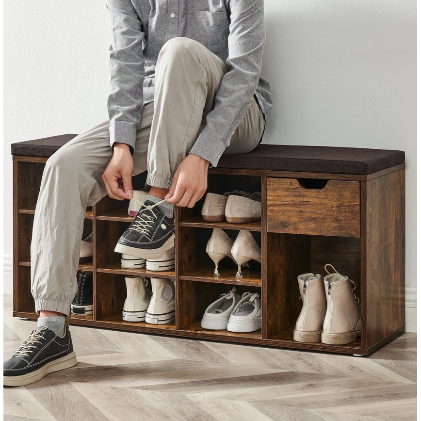 Обувница VOREN коричневая/чёрная