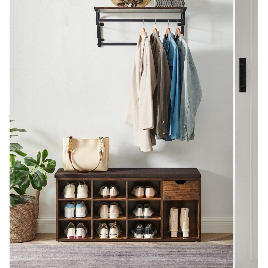 Обувница VOREN коричневая/чёрная