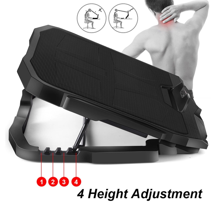 Охлаждающая подставка для ноутбука 4x вентилятора 2xUSB черная