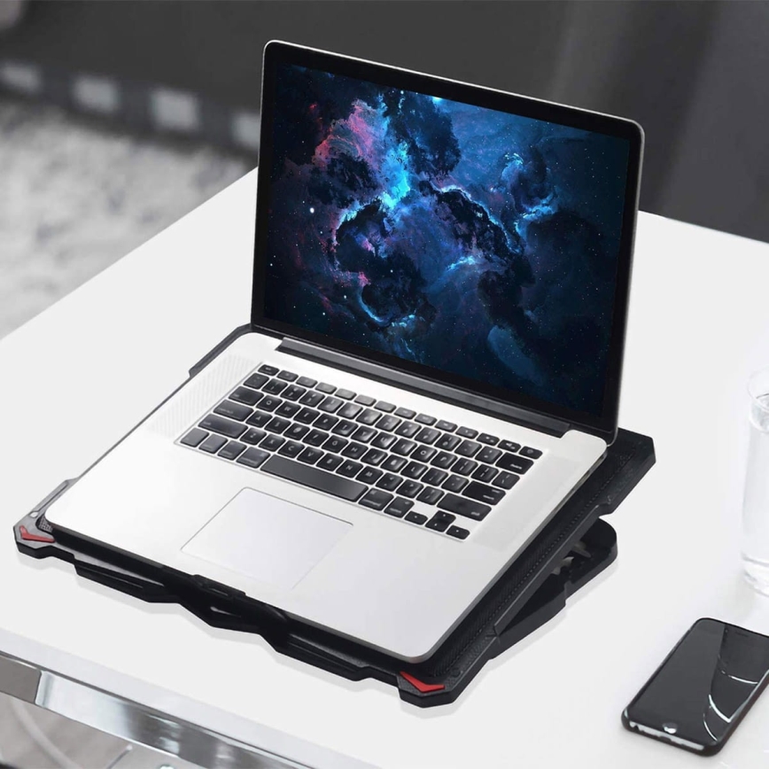 Охлаждающая подставка для ноутбука 5x вентиляторов 2xUSB черная