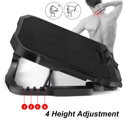 Охолоджуюча підставка для ноутбука 4x вентилятор 2xUSB чорний