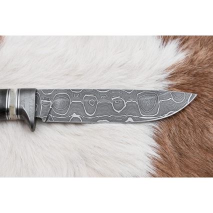 Охотничий нож из дамасской стали 13,8 см береза/верблюжья кость