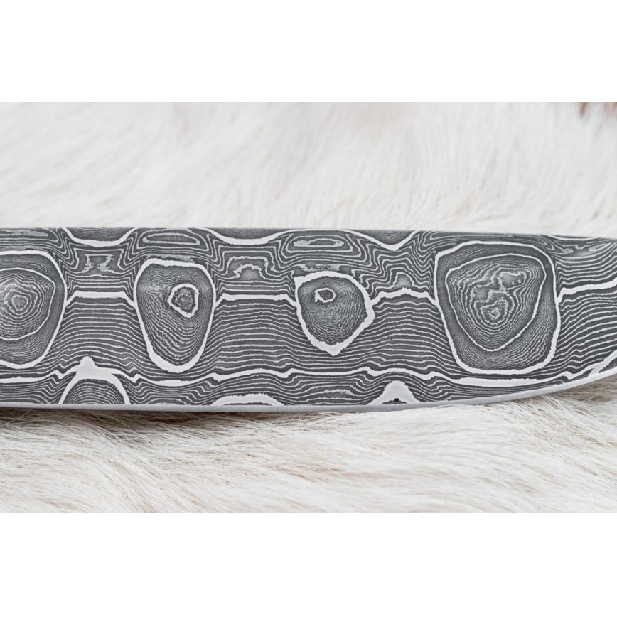 Охотничий нож из дамасской стали 13,8 см береза/верблюжья кость