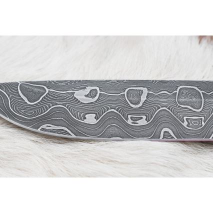 Охотничий нож из дамасской стали 13,8 см береза/верблюжья кость