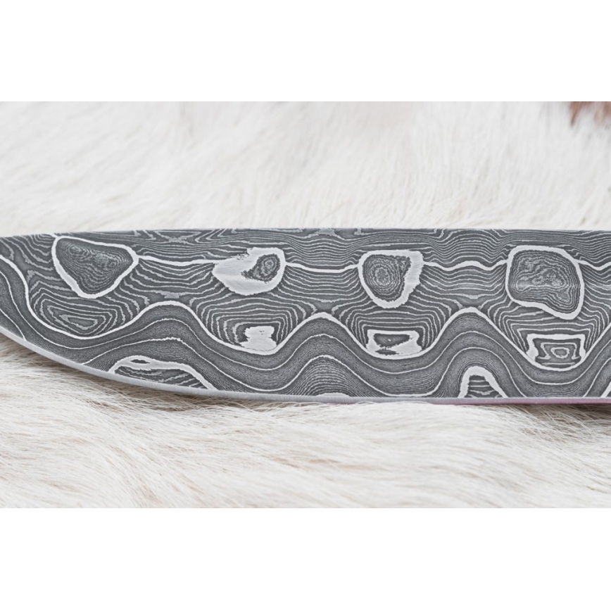 Охотничий нож из дамасской стали 13,8 см береза/верблюжья кость