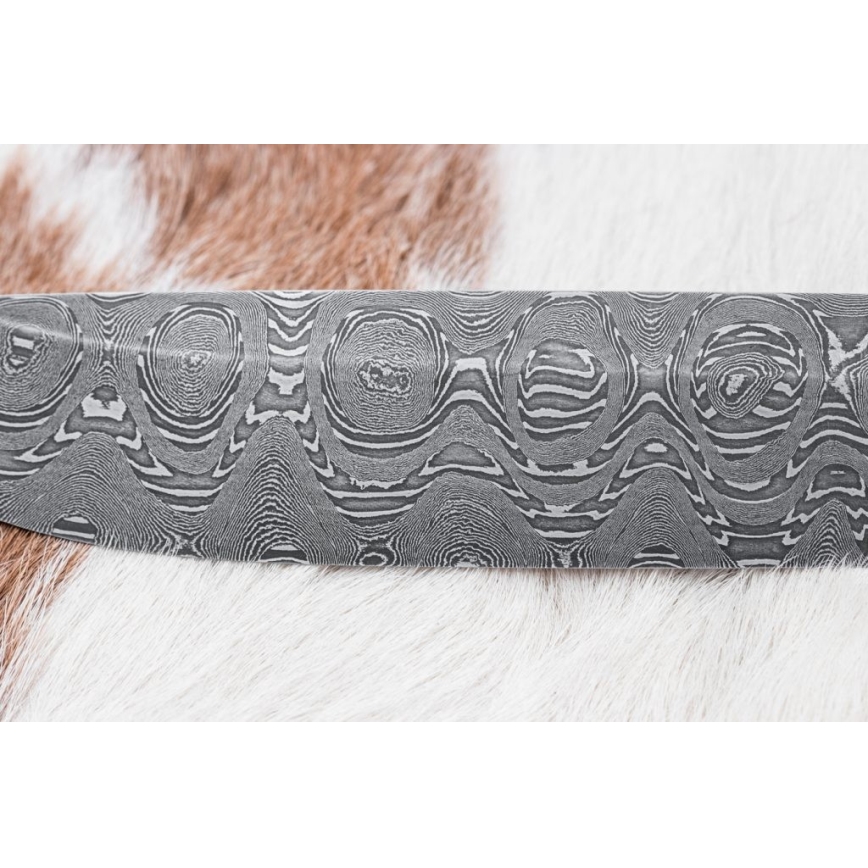 Охотничий нож из дамасской стали 14,5 см ольха/серпентинит