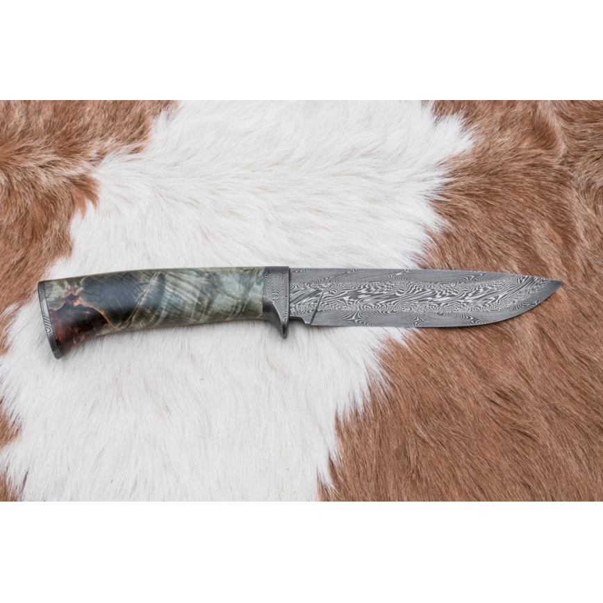 Охотничий нож из дамасской стали 14 см каштан