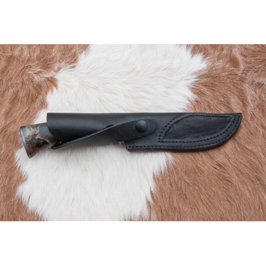 Охотничий нож из дамасской стали 14 см каштан